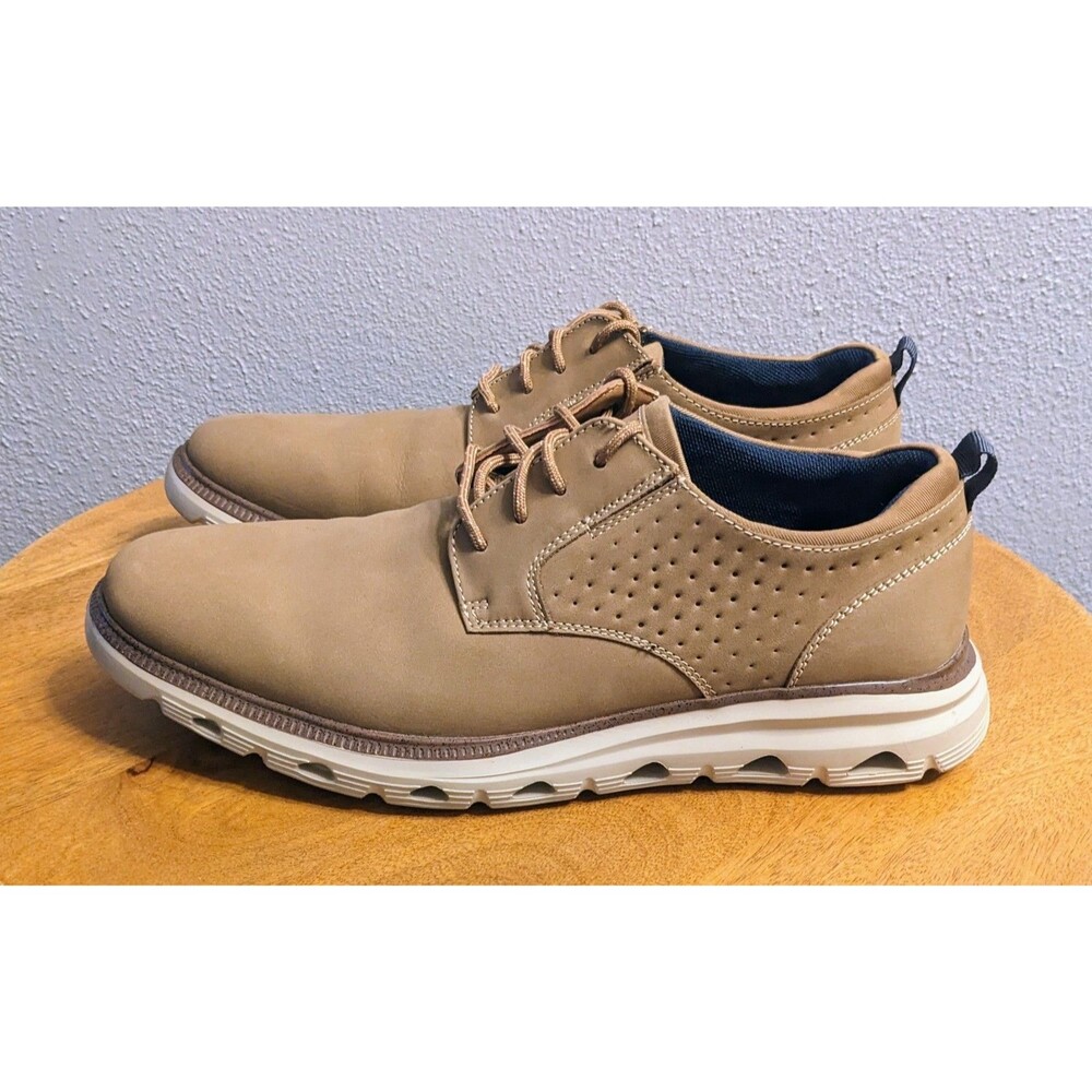 Johnston & Murphy Men's 8.5 Jenkins Plain Toe Casual Shoe Taupe Leather 59-35601